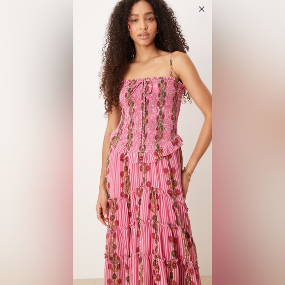 Free People Ruched Ruffle Midi Dress - Picture 2 of 4